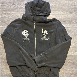 Gray Graphic Zip Up Darc Sport LA Hoodie